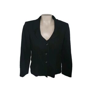 Tahari Wool 6 Blazer Black Fitted‎ 3 Button Career Jacket Business Designer